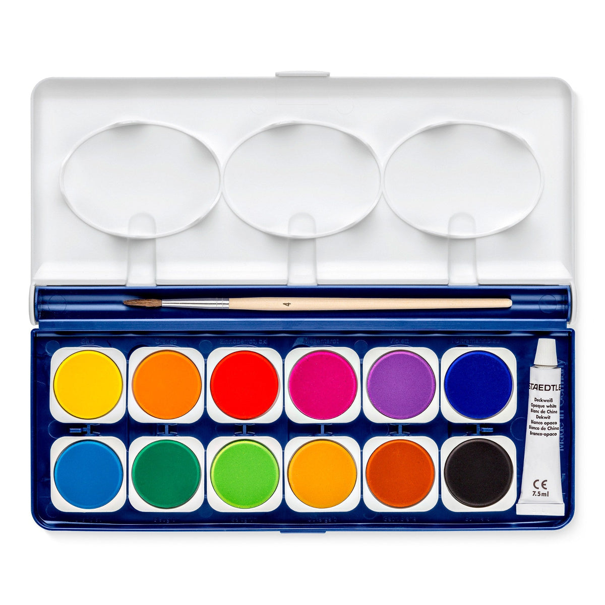 Staedtler Watercolour Paints Tray with Brush 12 Colours 888 NC12