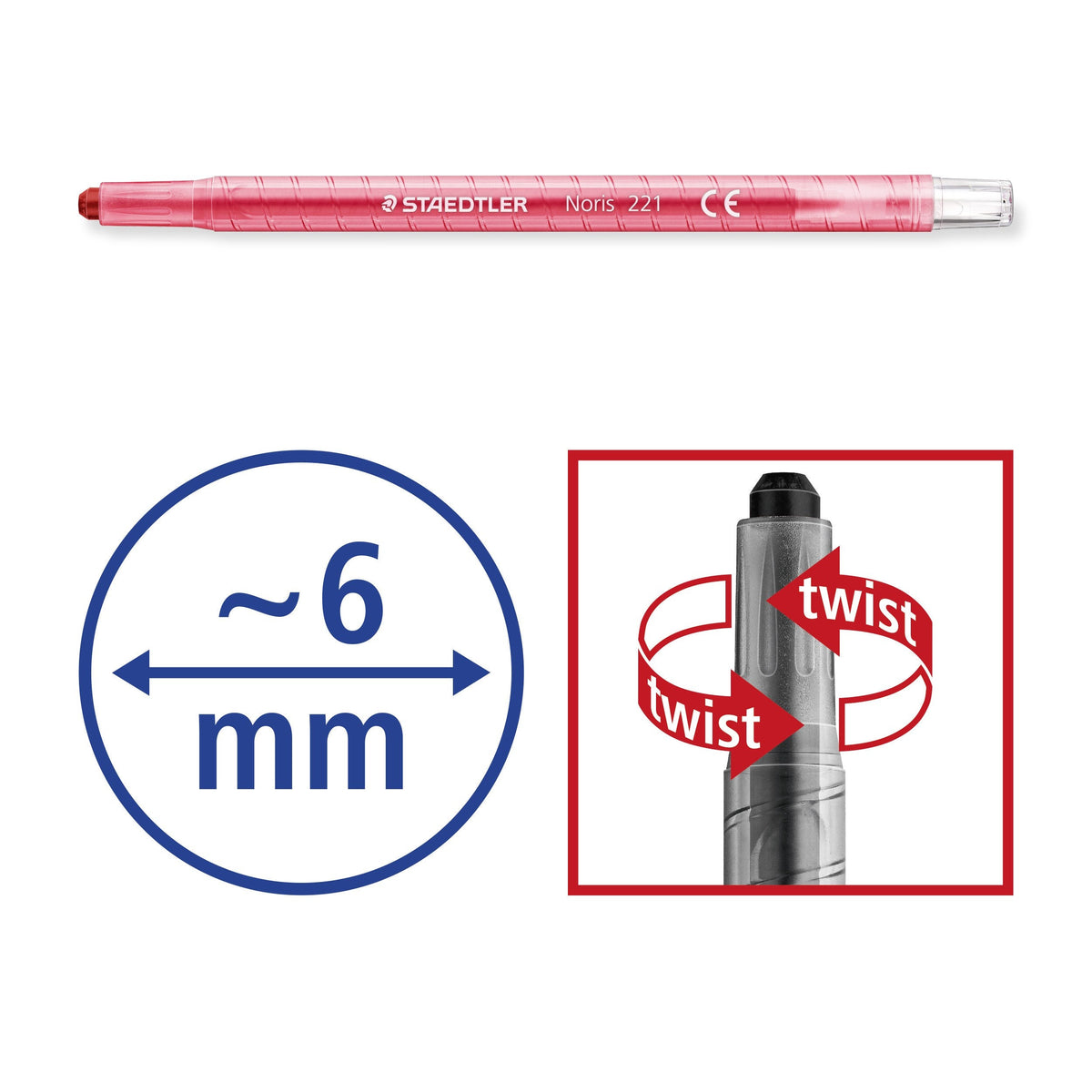 Staedtler Noris Twister Wax Crayons Assorted Cup 72 221 C72