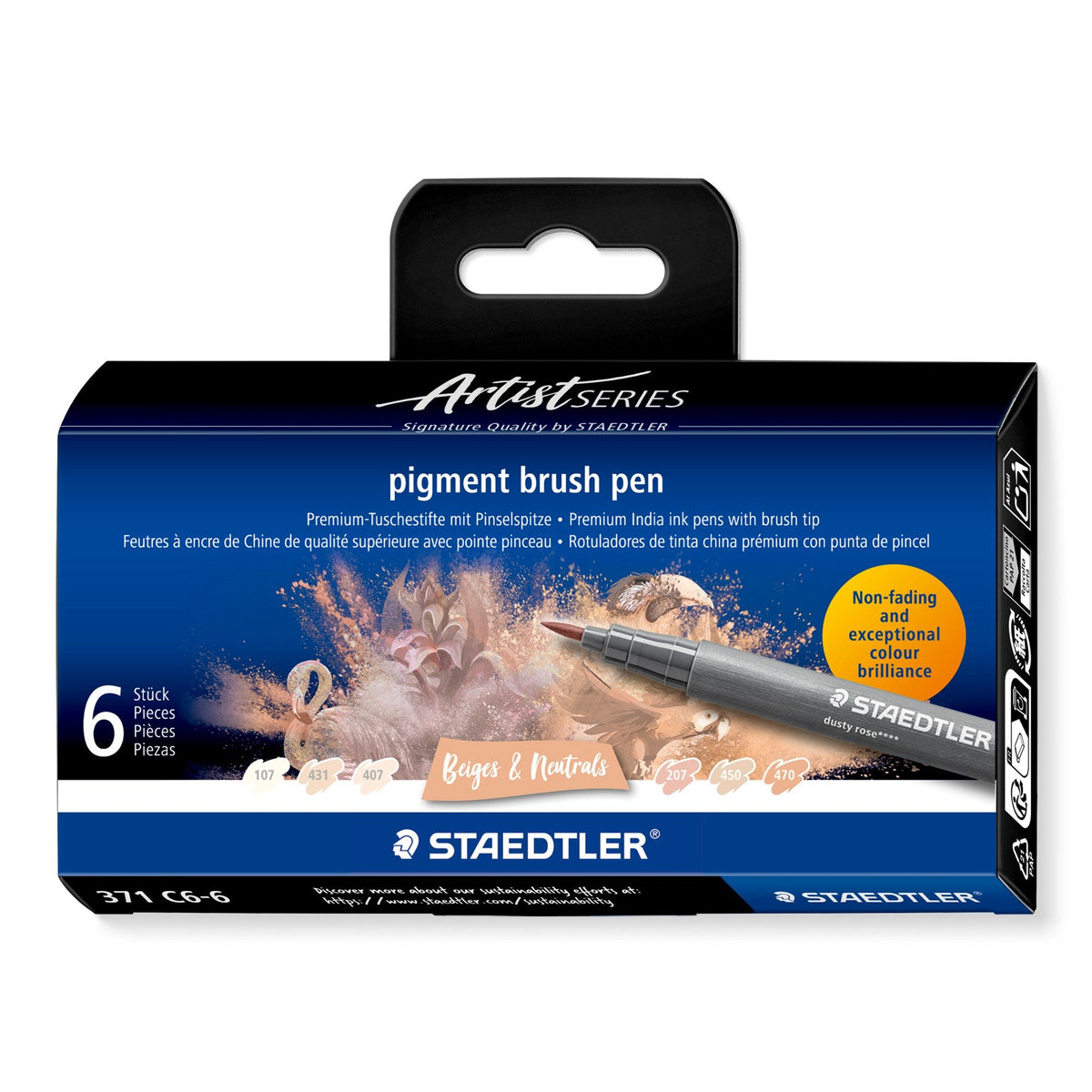 Staedtler Pigment Arts Brush Pen Beiges Neutrals Pack 6 371 C6-6