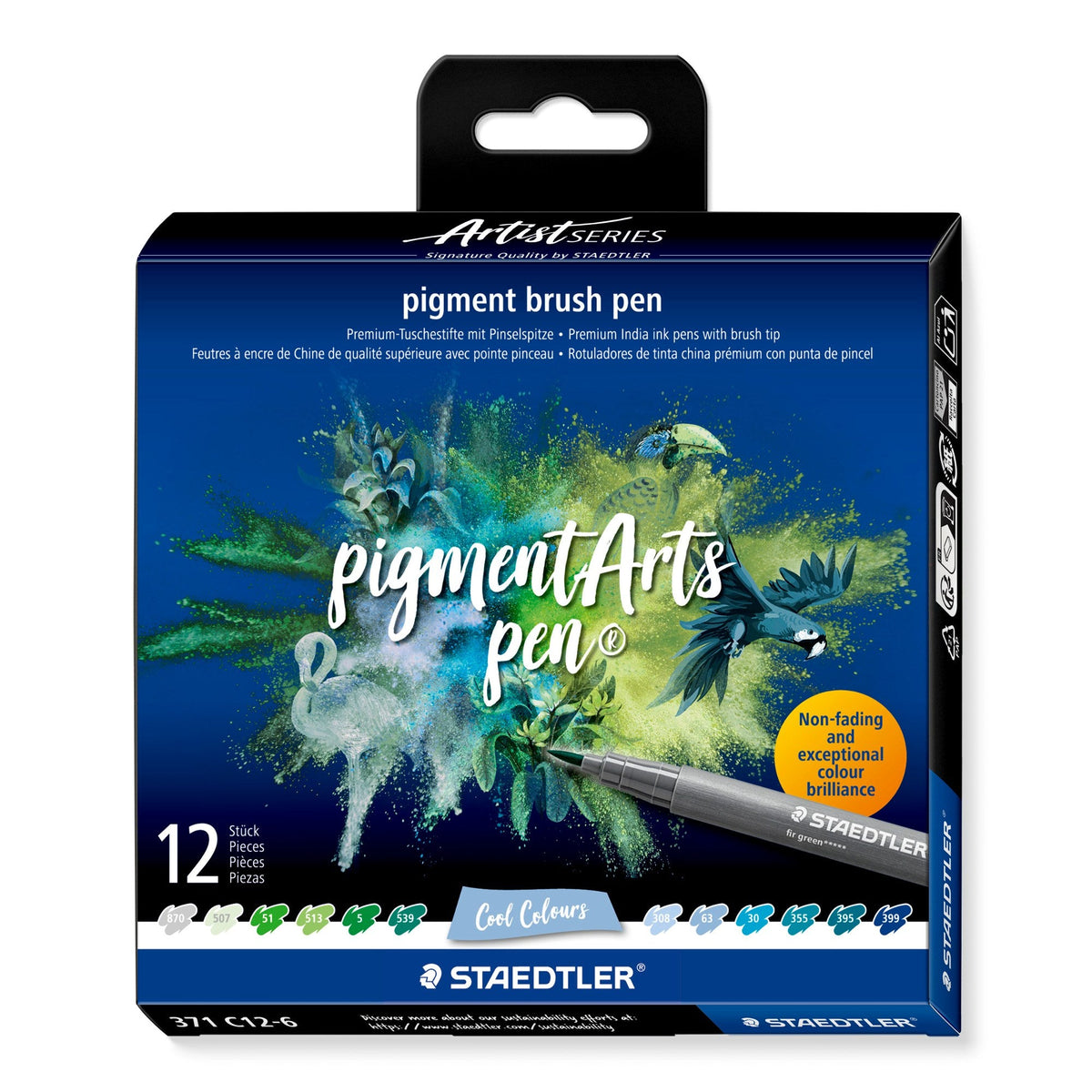 Staedtler Pigment Arts Brush Pen Cool Colours Pack 12 371 C12-6