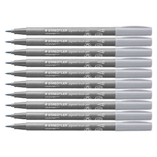 Staedtler Pigment Arts Brush Pen Cool Grey Light Pack 10 371-870