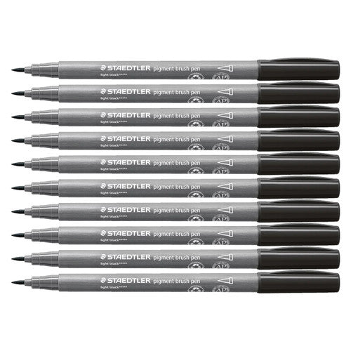 Staedtler Pigment Arts Brush Pen Light Black Box 10 371-90