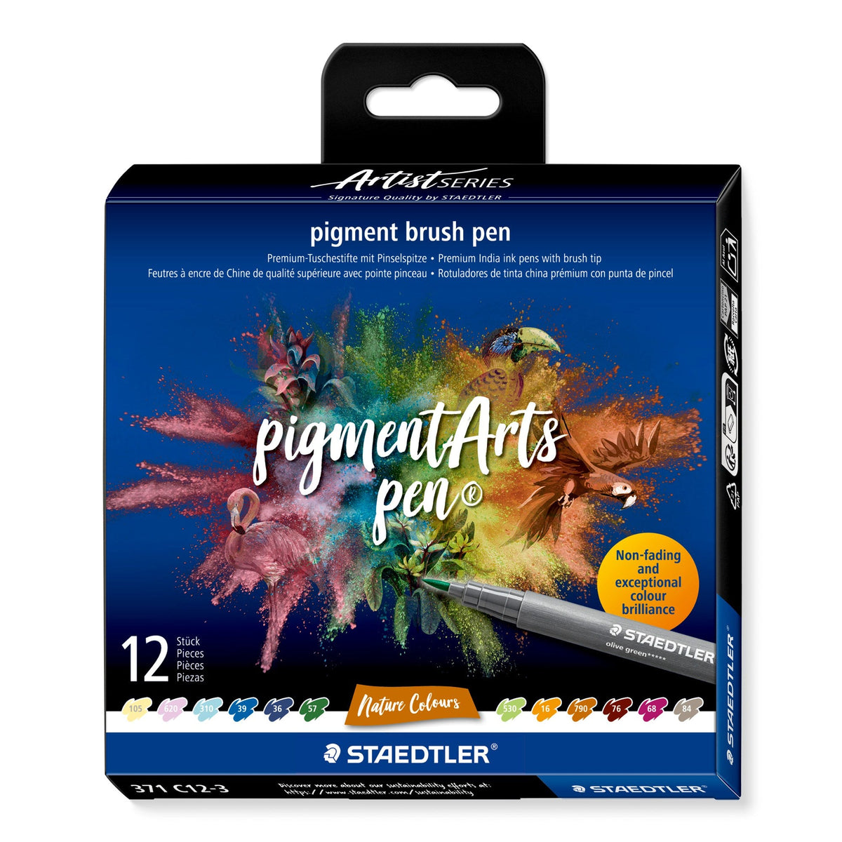 Staedtler Pigment Arts Brush Pen Nature Colours Pack 12 371 C12-3