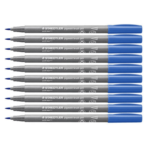 Staedtler Pigment Arts Brush Pen Pacific Blue Box 10 371-39