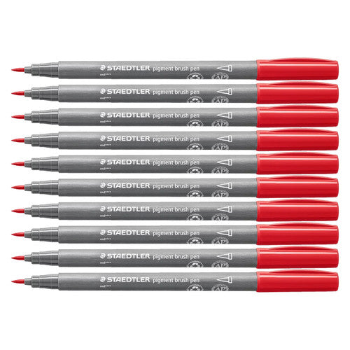 Staedtler Pigment Arts Brush Pen Red Box 10 371-2