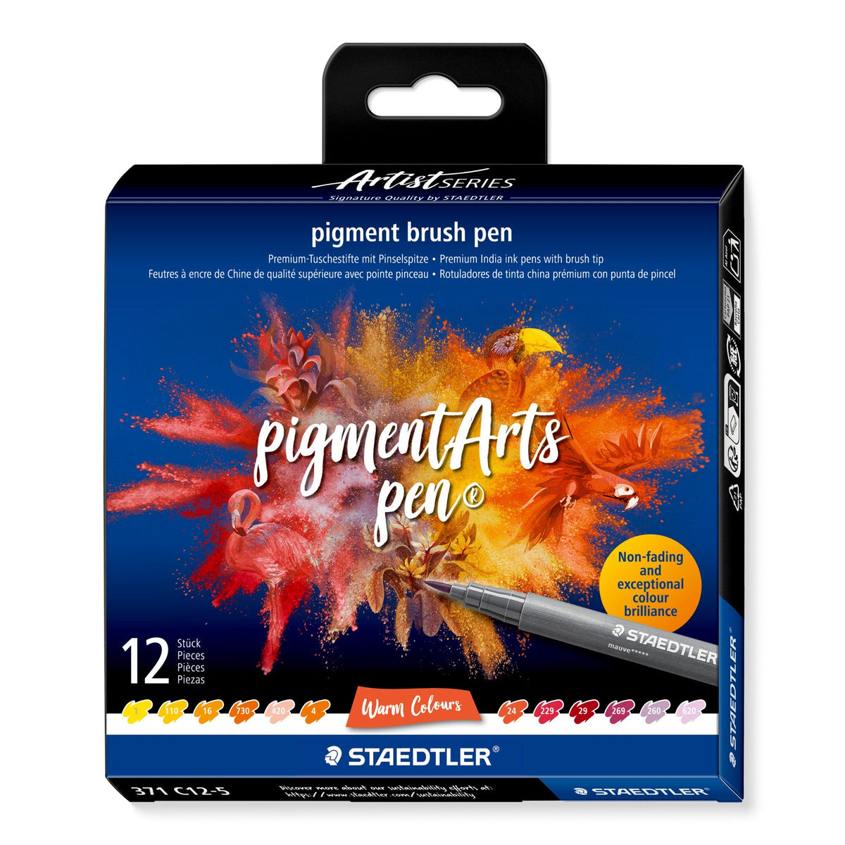 Staedtler Pigment Arts Brush Pen Warm Colours Pack 12 371 C12-5