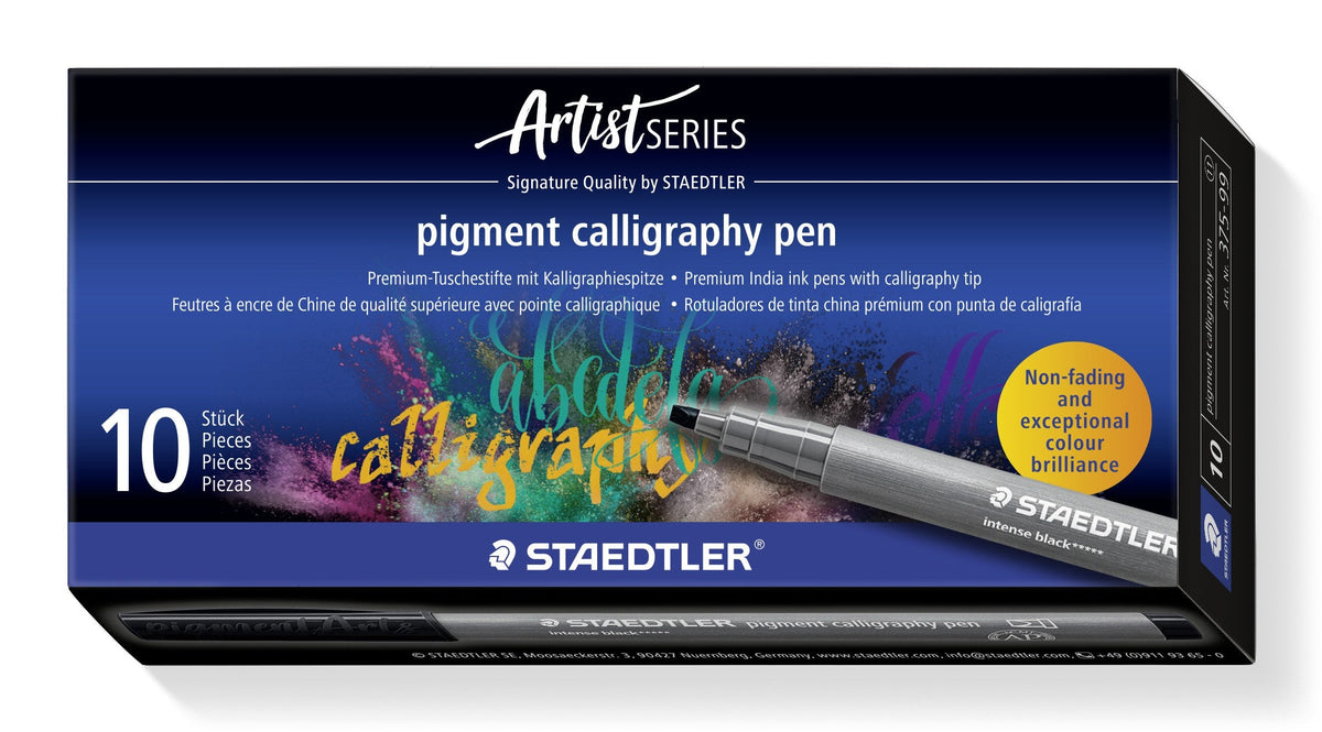 Staedtler Pigment Arts Calligraphy Pen Intense Black Pack 10 375-99