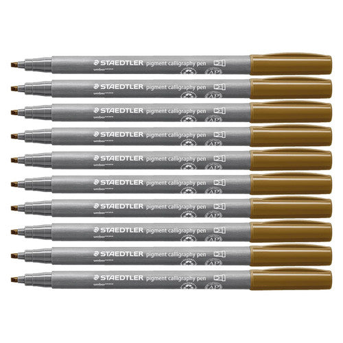 Staedtler Pigment Arts Calligraphy Pen Umber Pack 10 375-790