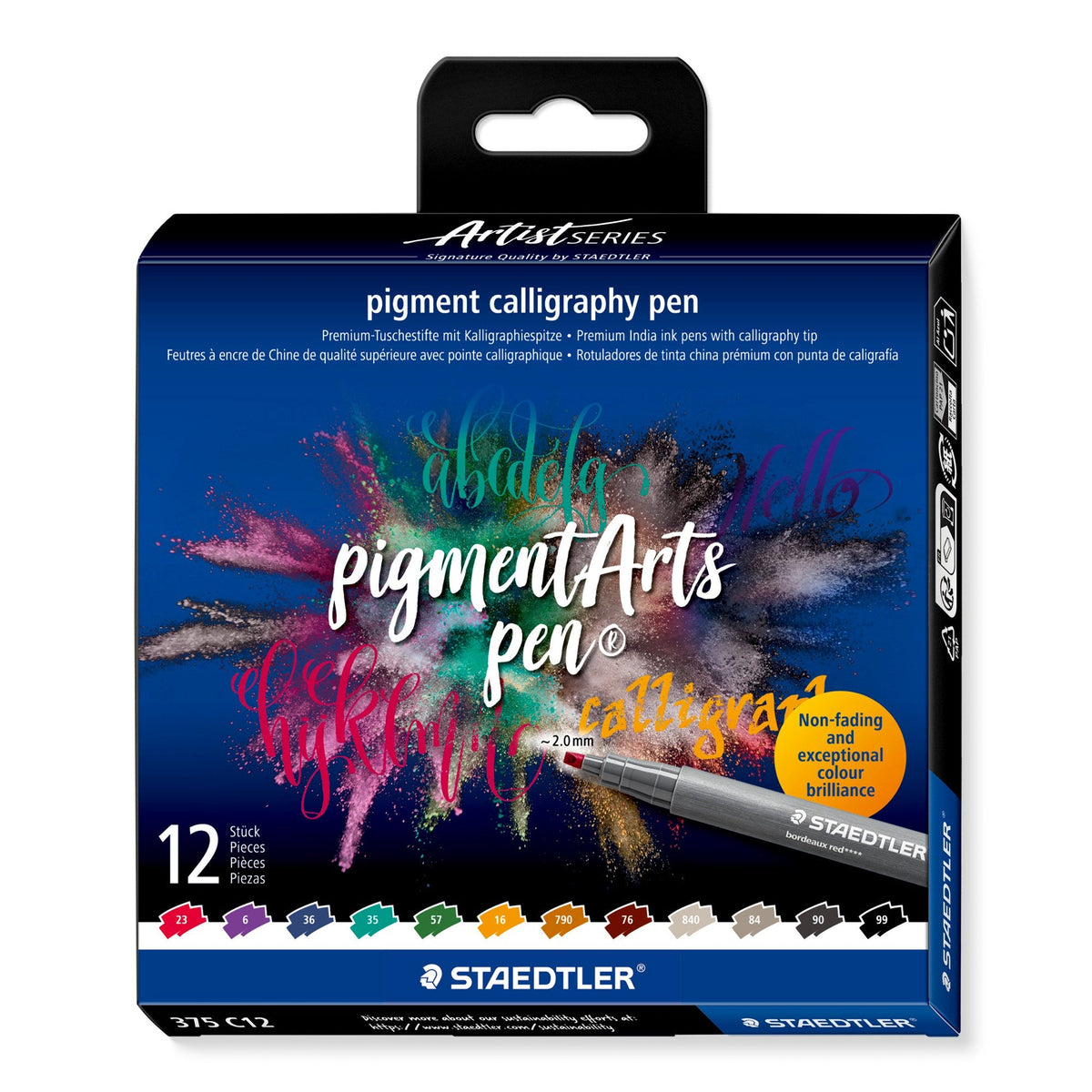 Staedtler Pigment Arts Calligraphy Pens Assorted Pack 12 375 C12