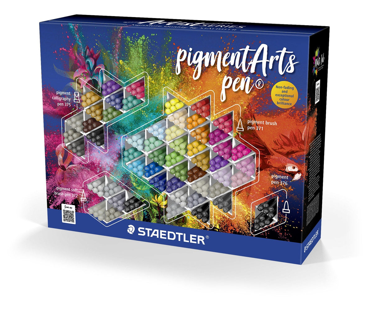 Staedtler Pigment Arts Pen Display 280 Assorted Colours and Tips 37 CA280