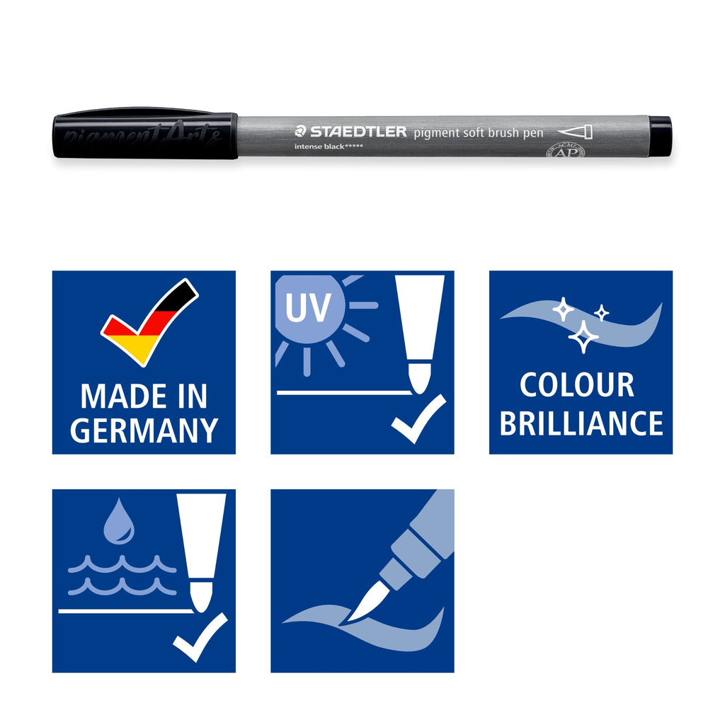 Staedtler Pigment Arts Soft Brush Pen Cool Grey Light Box 10 372-870