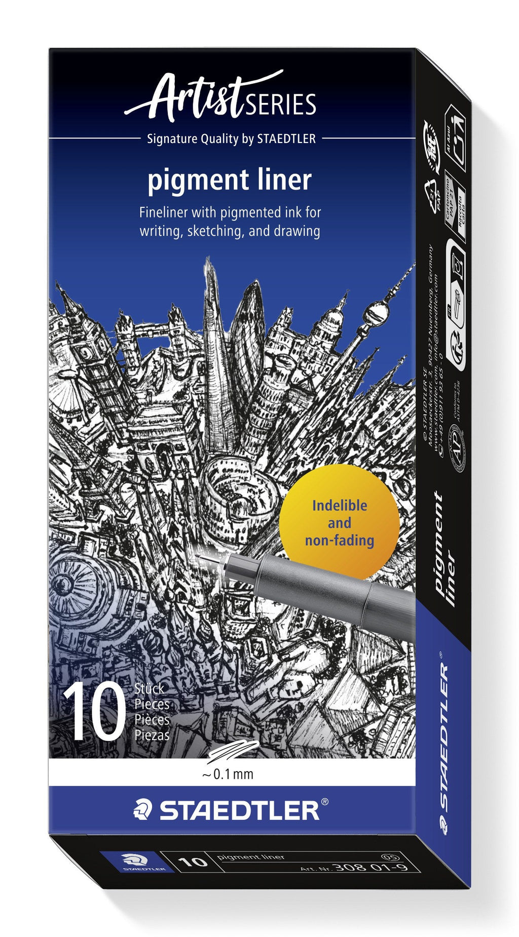 Staedtler Pigment Liner 0.1mm Black Box 10 308 01-9