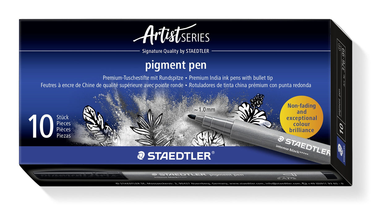 Staedtler Pigment Arts Bullet Tip Intense Black Box 10 376-99