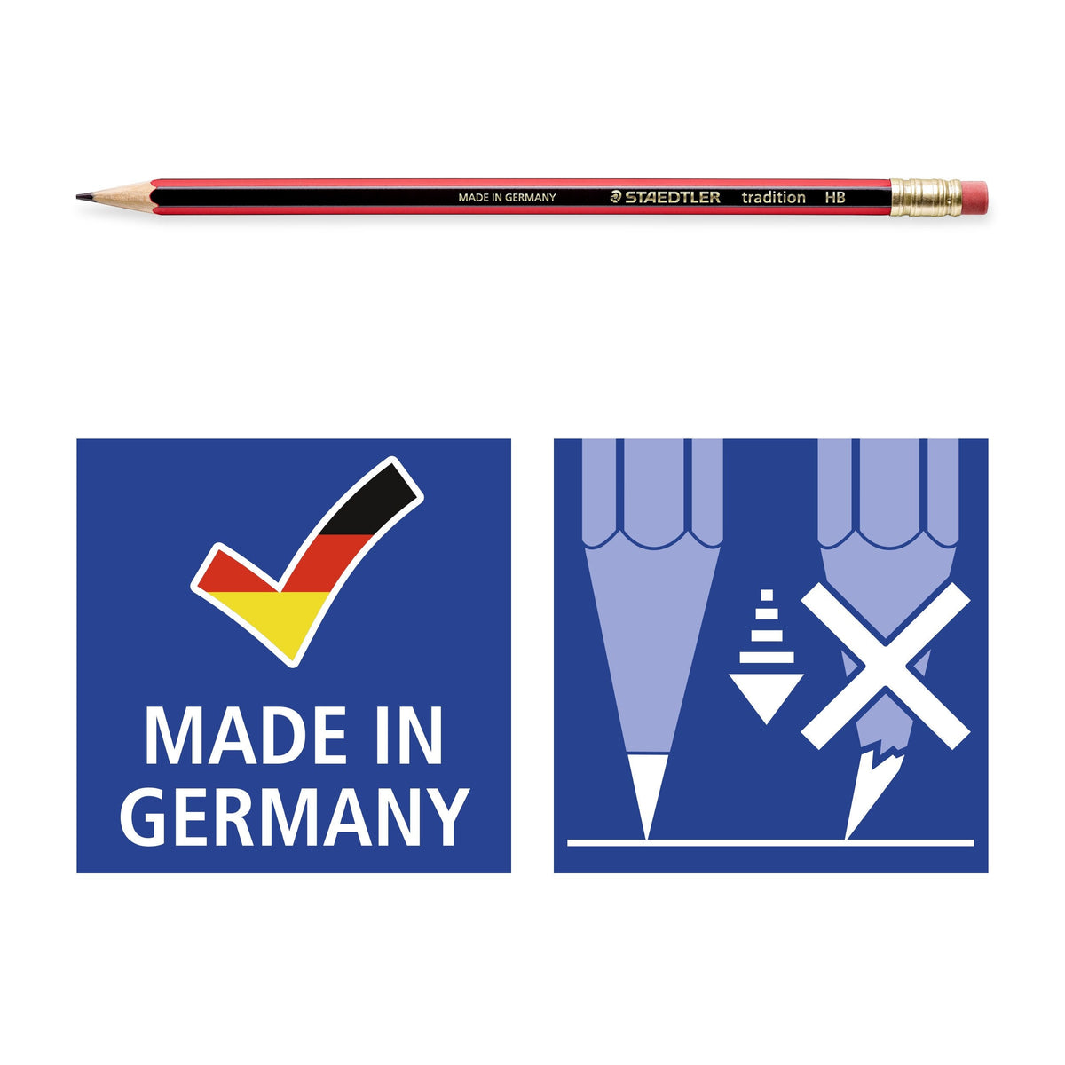 Staedtler Tradition HB Eraser Tipped Pencils Box 12 112-HB