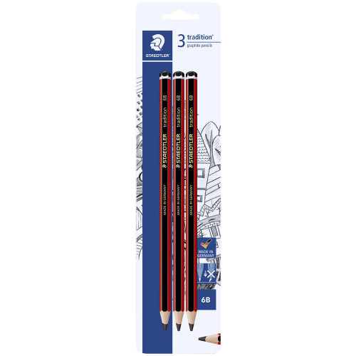 Staedtler Tradition Graphite Pencil 6B Pack 3 110-6B BK3