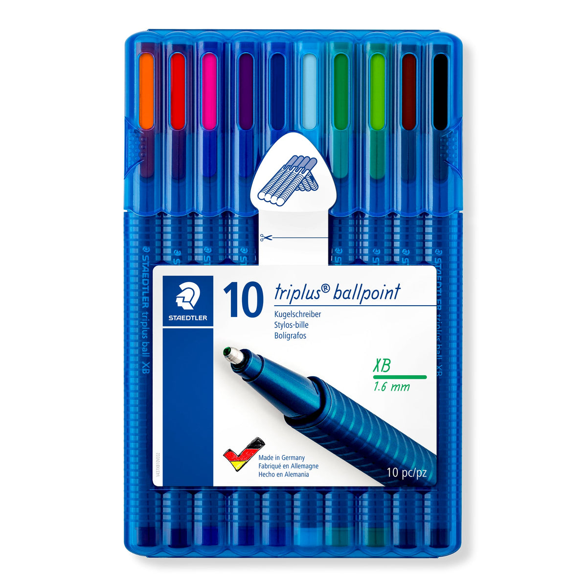 Staedtler Triplus Ball Ballpoint Extra Broad Wallet 10 Assorted 437 XBSB10