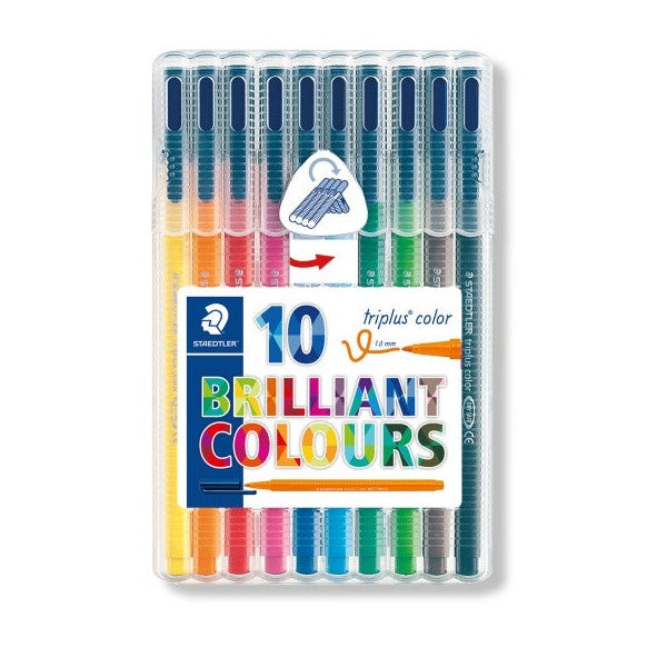Staedtler Triplus Colour Fibre-Tip Wallet 10 Assorted Colours 323 SB10