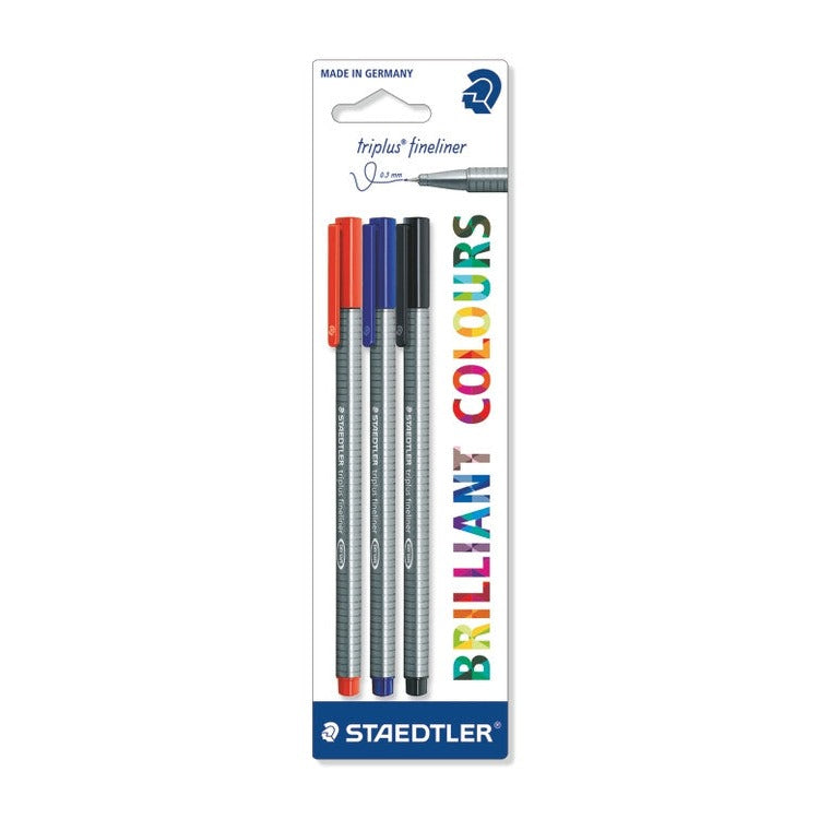 Staedtler Triplus Fineliner Card 3 Assorted Pack 10 334-S BK3