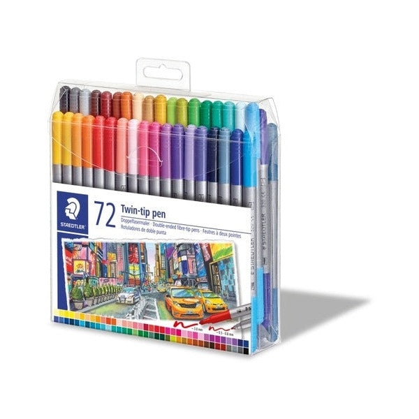 Staedtler Twin-Tip Fibre Pens Wallet 72 Assorted 3200 TB72