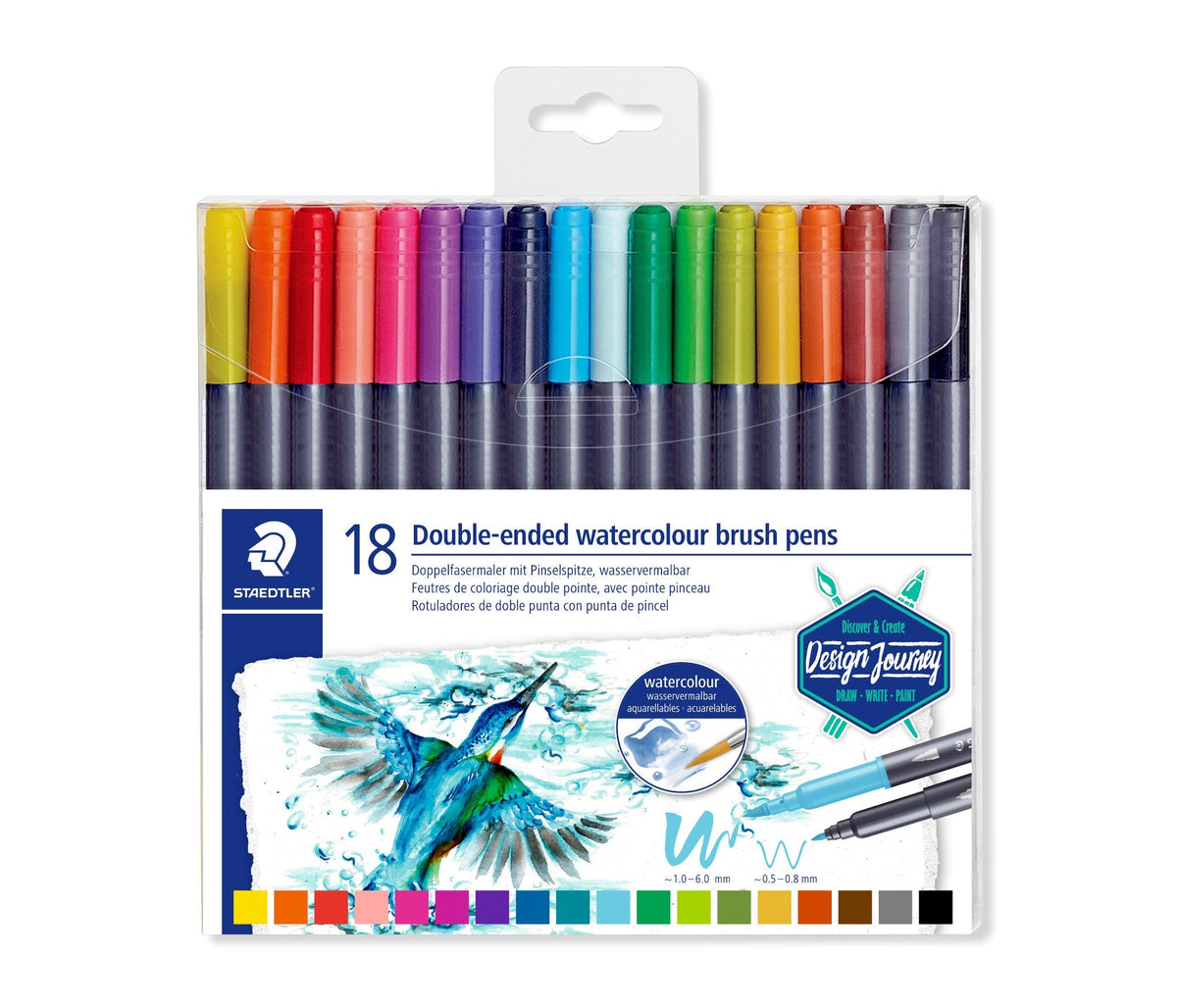 Staedtler Double-Ended Watercolour Brush Pens Wallet 18 3001 TB18