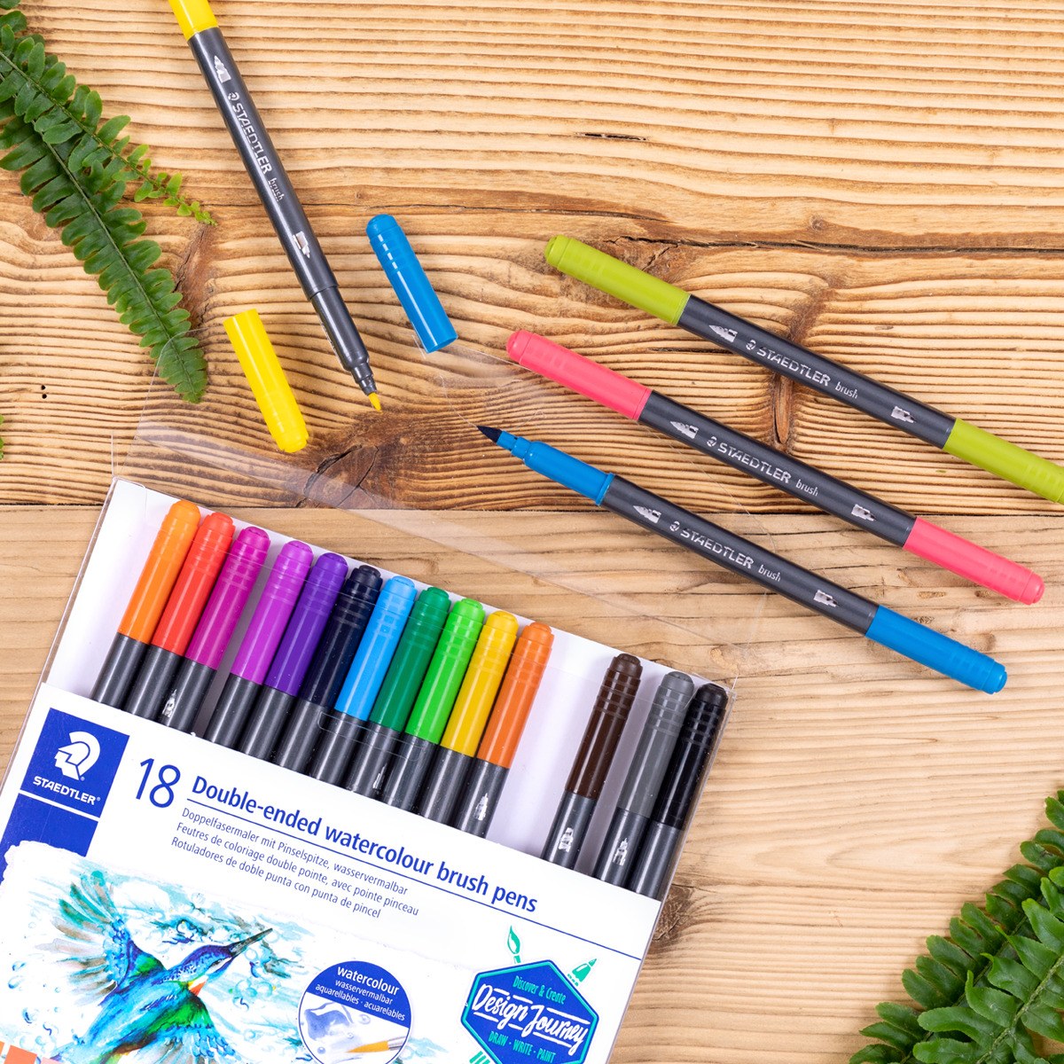 Staedtler Double-Ended Watercolour Brush Pens Wallet 18 3001 TB18
