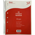Stat A4 5 Subject Notebook 250 Pages 60gsm 7mm Ruled Red Board Cover Pack of 5