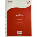 Stat A4 Notebook 240 Pages 60gsm 7mm Ruled Red Board Cover Pack of 5