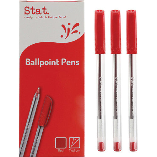 Stat Ballpoint Pens 1.0mm Medium Red Box of 12