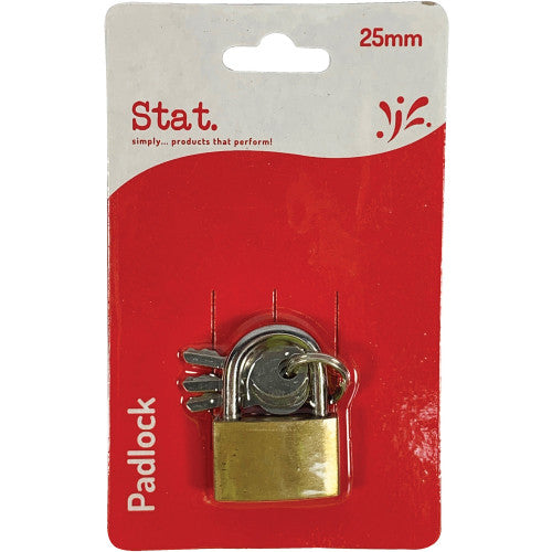 Stat Brass Padlock 25mm Blister Card