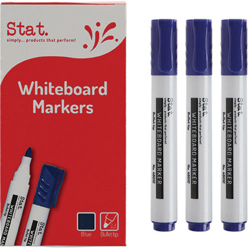 Stat Whiteboard Marker 2.0mm Bullet Nib Blue Box of 12