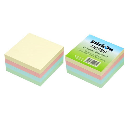 Stick-On Notes 76mm x 76mm Pastel Assorted 4 Pads x 100 Sheets Pack of 12