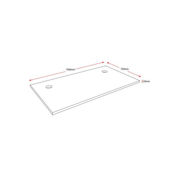 Rapidline Rectangle Table Top 1500 x 700 x 25mm with 2 Cable Port Only Beech