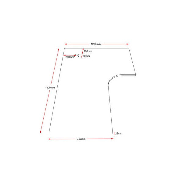 Rapidline Corner Workstation Top 1800 x 1200 x 750 x 25mm Only Natural White