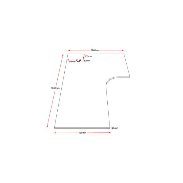 Rapidline Corner Workstation Top 1800 x 1200 x 700 x 25mm with Cable Port Only Beech