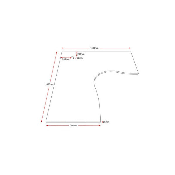 Rapidline Corner Workstation Top 1800 x 1500 x 700 x 25mm with Cable Port Only Natural White