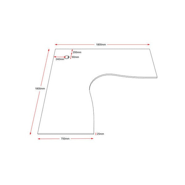 Rapidline Corner Workstation Top 1800 x 1800 x 750 x 25mm Only Natural White