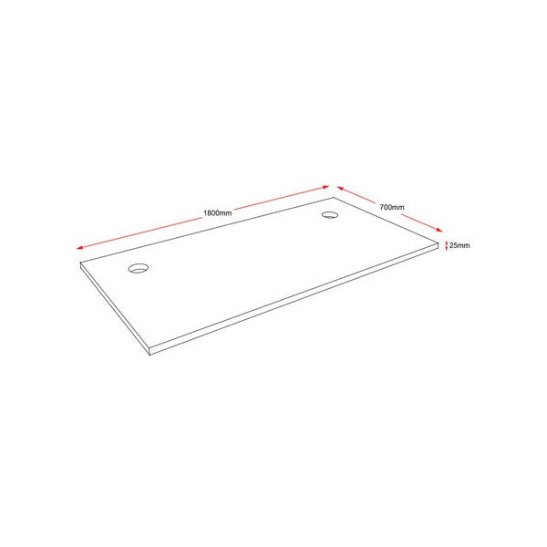 Rapidline Rectangle Table Top 1800 x 700 x 25mm with 2 Cable Port Only Natural White