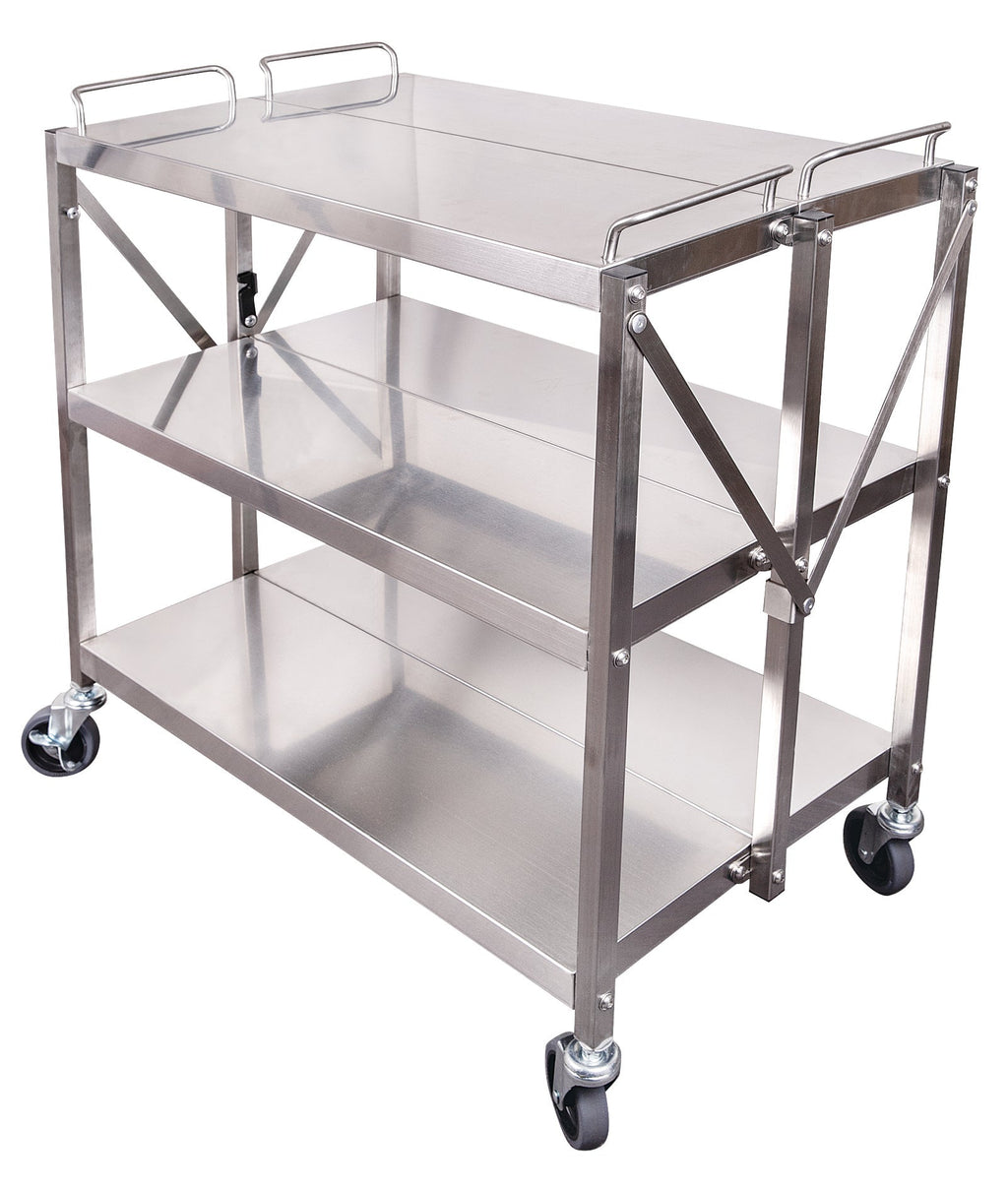 Classroom Foldable Metal Trolley Stainless Steel 50kg per Shelf Folds Flat