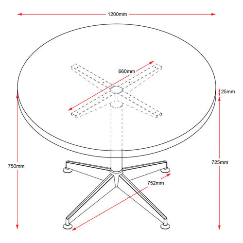 Rapidline Typhoon 4 Star Round Meeting Table 1200mm Diameter Natural Oak / Black Aluminium