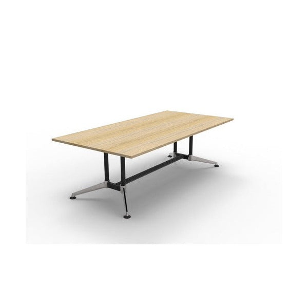 Rapidline Typhoon Meeting and Boardroom Table 2400 x 1200mm Natural Oak / Black Aluminium