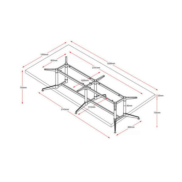 Rapidline Typhoon Meeting and Boardroom Table 3200 x 1200mm Cherry / Black Aluminium