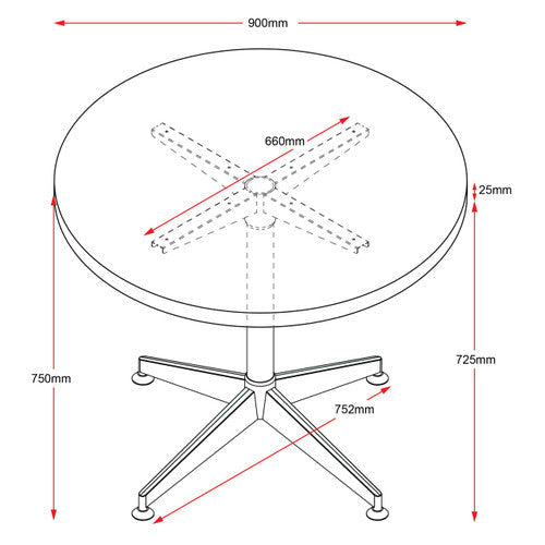 Rapidline Typhoon 4 Star Round Meeting Table 900mm Diameter Beech / Black Aluminium