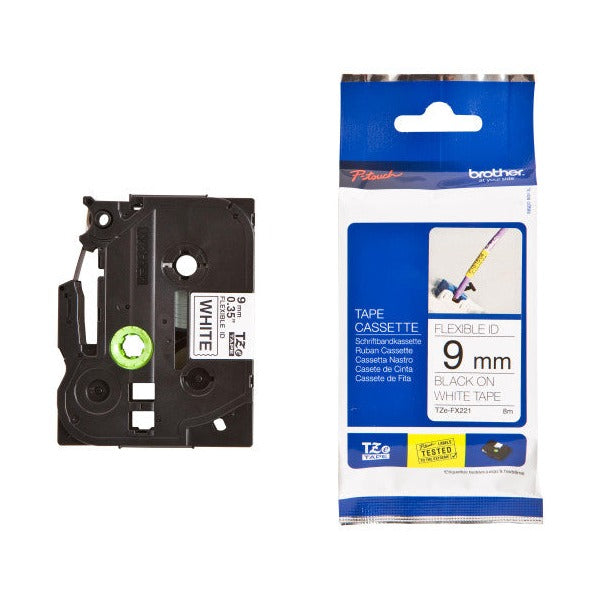 Brother TZe-FX231 Flexible ID Label Tape 12mm Black on White