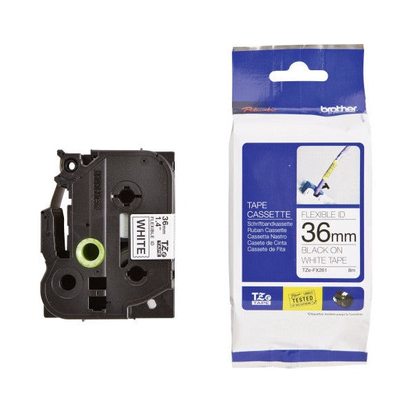 Brother TZe-FX261 Flexible ID Label Tape 36mm Black on White