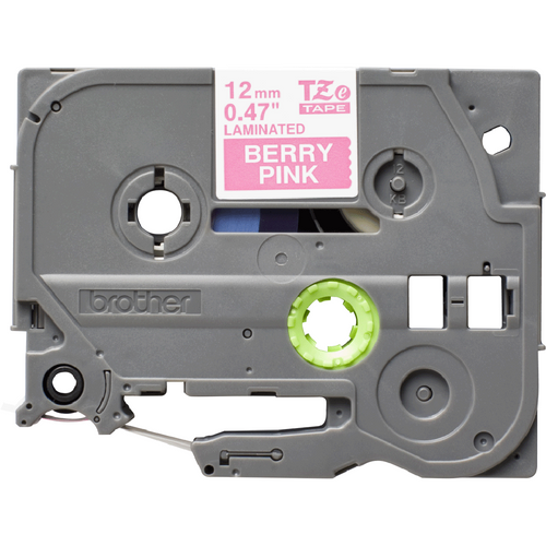 Brother TZe-MQP35 Satin Laminated Label Tape 12mm White on Berry Pink