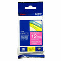 Brother TZe-MQP35 Satin Laminated Label Tape 12mm White on Berry Pink
