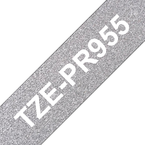 Brother TZe-PR955 Premium Label Tape 24mm White on Glitter Silver
