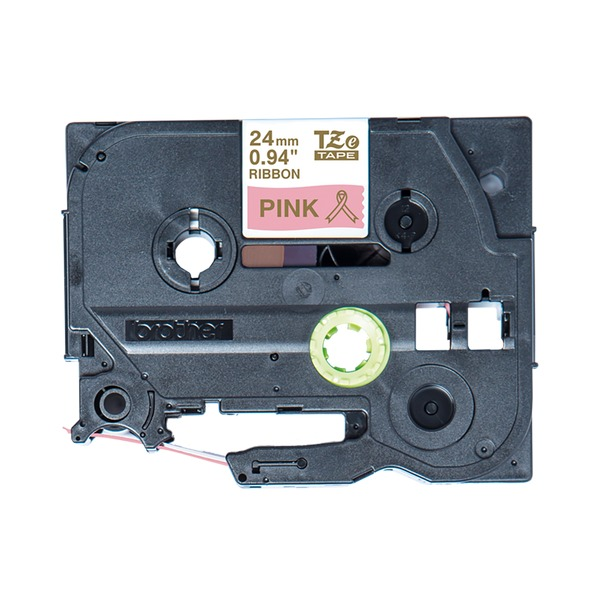 Brother TZe-RE54 Satin Ribbon Tape 24mm Gold on Pink