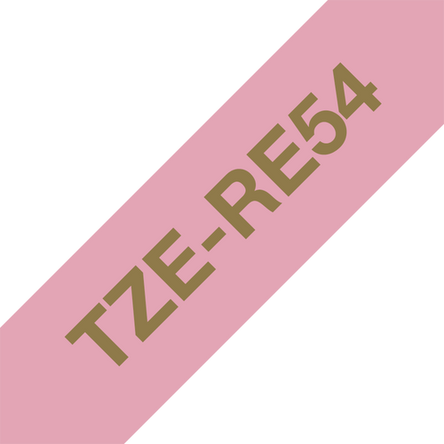 Brother TZe-RE54 Satin Ribbon Tape 24mm Gold on Pink