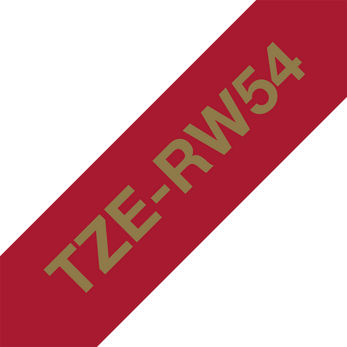 Brother TZe-RW54 Satin Ribbon Tape 24mm Gold on Wine Red